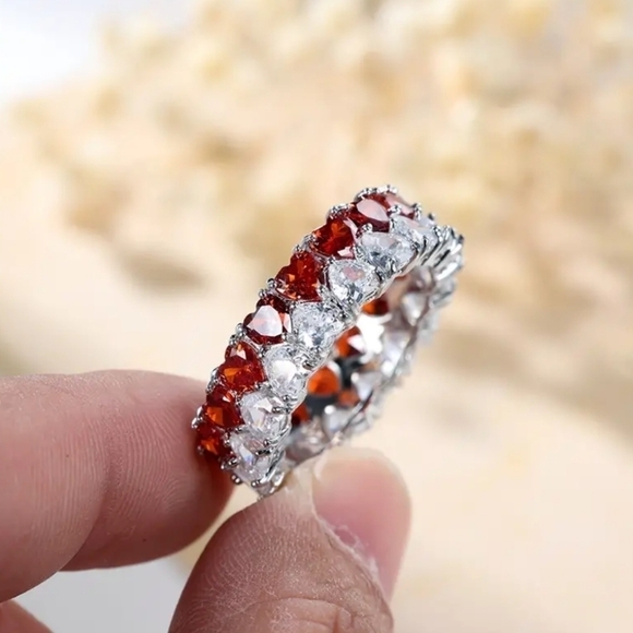 unbranded Jewelry - New women's red heart rhinestone ring